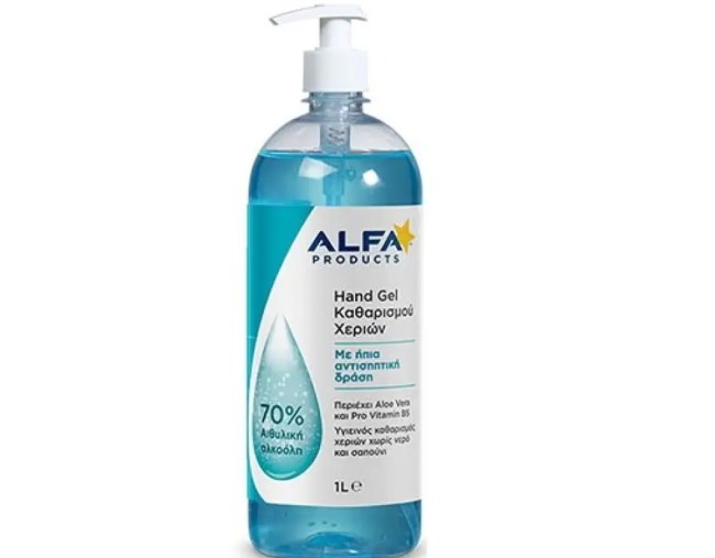 ALFA PRODUCTS GEL ΚΑΘΑΡΙΣΤΙΚΟ ΧΕΡΙΩΝ ΜΕ 70% ΟΙΝΟΠΝΕΥΜΑ 1lt
