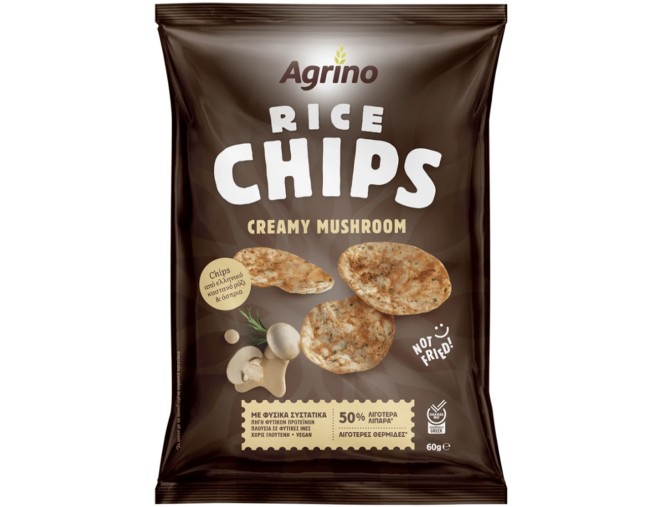 AGRINO RICE CHIPS CREAMY MUSHROOM 60gr