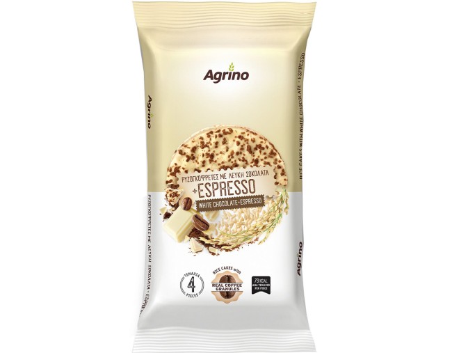 AGRINO ΡΥΖΟΓΚΟΦΡΕΤΕΣ ΜΕ ΛΕΥΚΗ ΣΟΚΟΛΑΤΑ & ESPRESSO 4τμχ 64gr