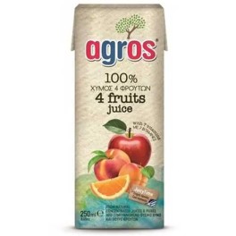 AGROS 100% ΧΥΜΟΣ 4 ΦΡΟΥΤΩΝ 250ml