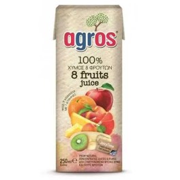 AGROS 100% ΧΥΜΟΣ ΦΡΟΥΤΩΝ ΑΠΟ 8 ΦΡΟΥΤΑ 250ml