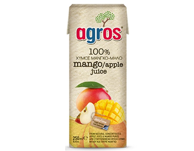 AGROS 100% ΧΥΜΟΣ ΜΑΝΓΚΟ ΚΑΙ ΜΗΛΟ 250ml