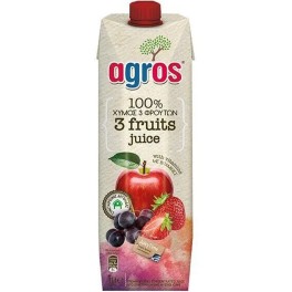 AGROS 100% ΧΥΜΟΣ 3 ΦΡΟΥΤΑ 1lt