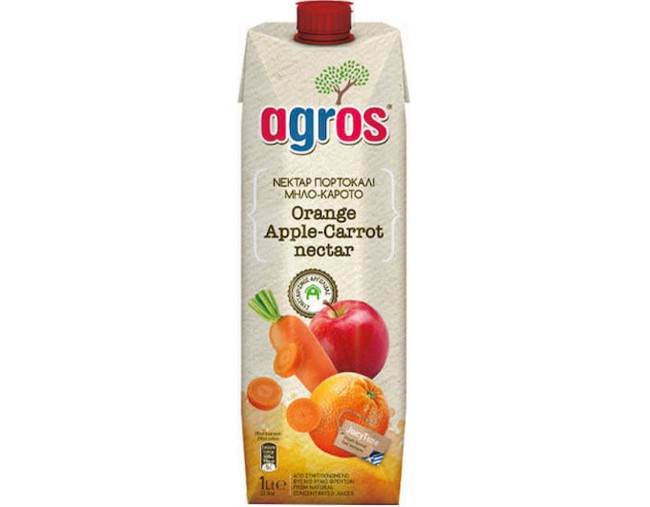 AGROS ΧΥΜΟΣ ΝΕΚΤΑΡ ΠΟΡΤΟΚΑΛΙ ΜΗΛΟ ΚΑΡΟΤΟ 1lt