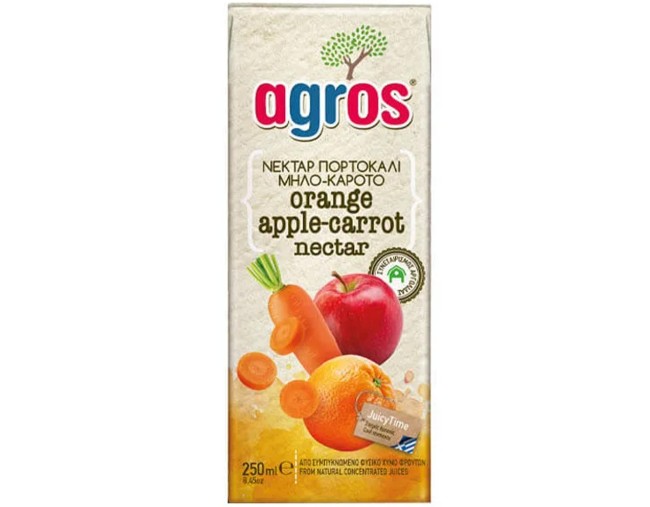 AGROS ΧΥΜΟΣ ΝΕΚΤΑΡ ΠΟΡΤΟΚΑΛΙ ΜΗΛΟ ΚΑΡΟΤΟ 250ml