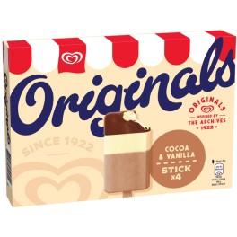 ALGIDA ORIGINALS COCOA & VANILLA STICK 4x320ml