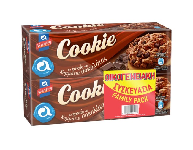 ΑΛΛΑΤΙΝΗ COOKIE ΜΕ ΚΑΚΑΟ & ΚΟΜΜΑΤΙΑ ΣΟΚΟΛΑΤΑΣ 2x175gr ΕΒΔΟΜΑΔΙΑΙΕΣ ΠΡΟΣΦΟΡΕΣ