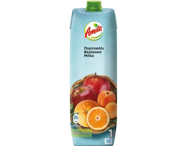AMITA ΧΥΜΟΣ ΠΟΡΤΟΚΑΛΙ ΜΗΛΟ ΒΕΡΙΚΟΚΟ 1lt