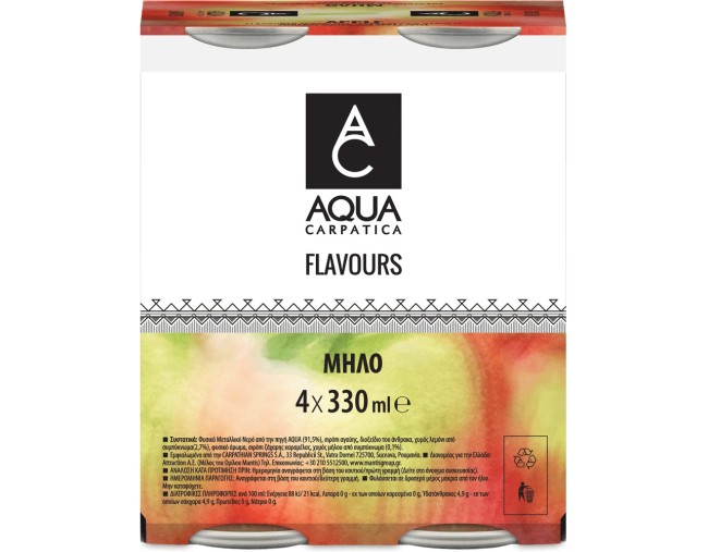 AQUA CARPATICA FLAVOURS ΜΗΛΟ ΜΕ ΦΥΣΙΚΟ ΜΕΤΑΛΛΙΚΟ ΝΕΡΟ 4x330ml