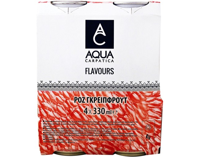 AQUA CARPATICA FLAVOURS PINK GRAPEFRUIT ΜΕ ΦΥΣΙΚΟ ΜΕΤΑΛΛΙΚΟ ΝΕΡΟ 4x330ml