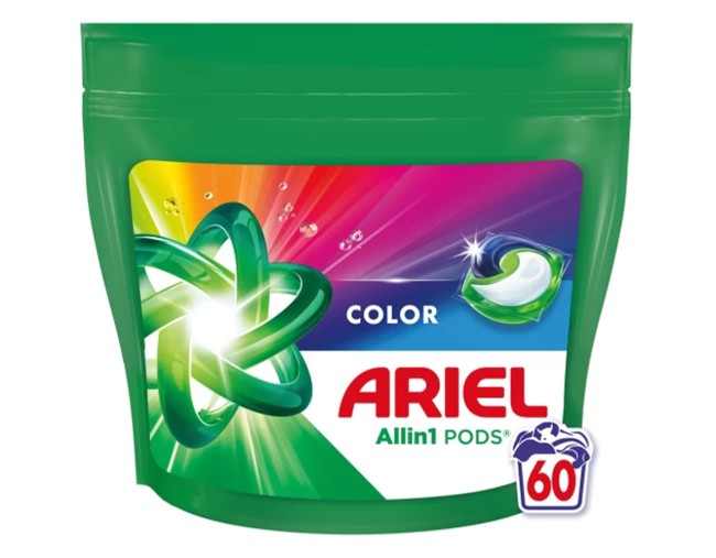 ARIEL ALL IN 1 PODS COLOR ΑΠΟΡΡΥΠΑΝΤΙΚΟ ΠΛΥΝΤΗΡΙΟΥ ΡΟΥΧΩΝ 60 ΚΑΨΟΥΛΕΣ