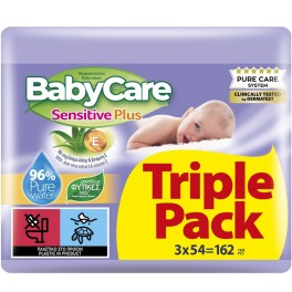BABY CARE ΜΩΡΟΜΑΝΤΗΛΑ SENSITIVE PLUS ALOE VERA 3x54τμχ