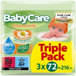 BABY CARE ΜΩΡΟΜΑΝΤΗΛΑ CHAMOMILE 3x72τμχ
