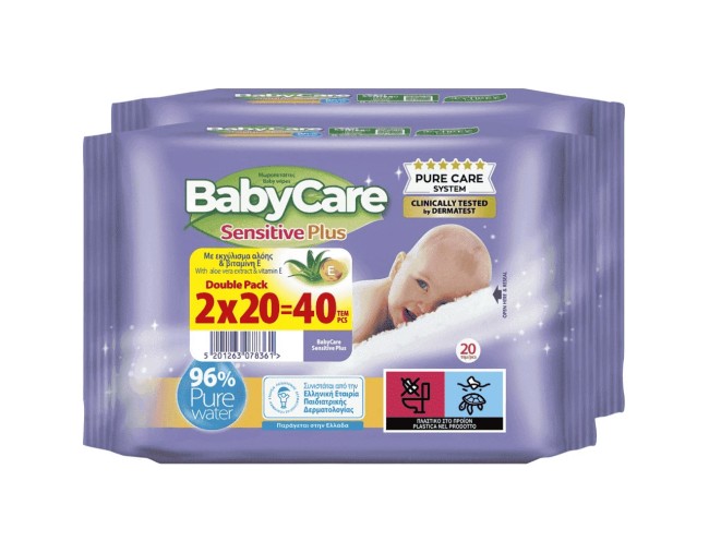 BABY CARE SENSITIVE PLUS ALOE VERA 2x20τμχ