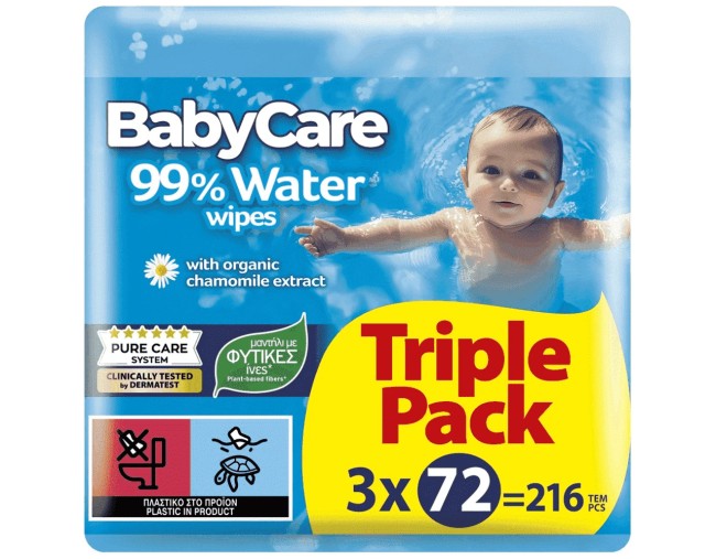 BABY CARE ΜΩΡΟΜΑΝΤΗΛΑ 99% ΝΕΡΟ & ΧΑΜΟΜΗΛΙ 3x72τμχ