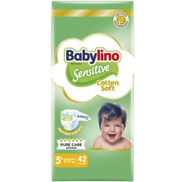 BABYLINO SENSITIVE COTTON SOFT JUNIOR PLUS No.5+ 42τμχ BABYLINO SENSITIVE COTTON SOFT JUNIOR PLUS No.5+ 42τμχ