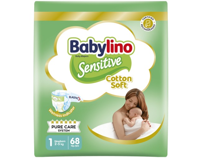 BABYLINO SENSITIVE COTTON SOFT NEWBORN No.1 68τμχ