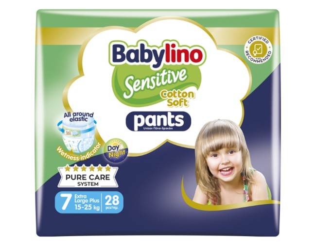 BABYLINO SENSITIVE COTTON SOFT PANTS EXTRA LARGE PLUS No.7 28τμχ