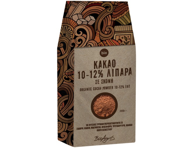 ΒΙΟΑΓΡΟΣ ΚΑΚΑΟ 10-12% ΛΙΠΑΡΑ ΣΕ ΣΚΟΝΗ 200gr