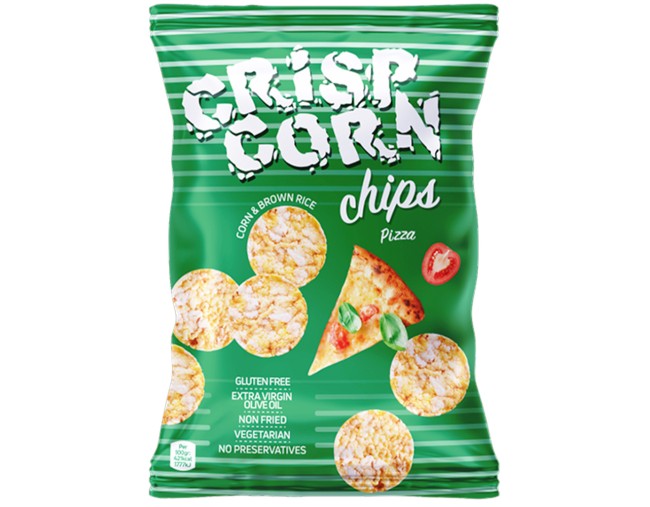CRISP CORN CHIPS ΚΑΛΑΜΠΟΚΙ & ΡΥΖΙ ΜΕ ΓΕΥΣΗ PIZZA 60gr