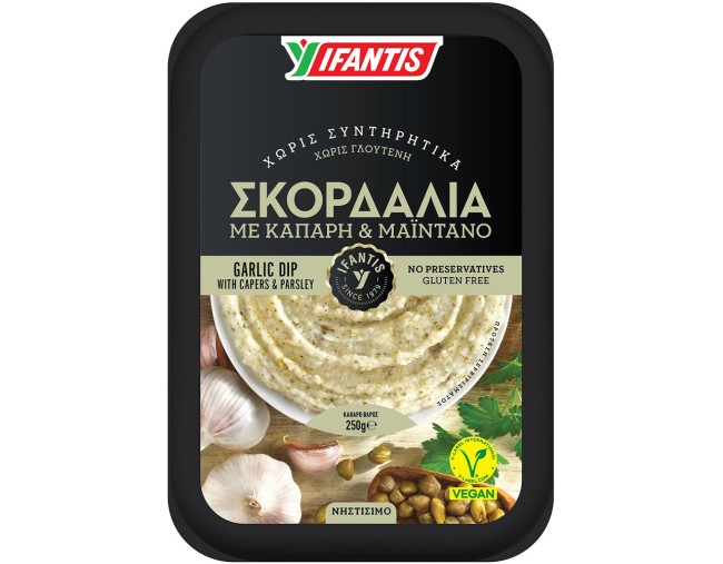 IFANTIS ΣΚΟΡΔΑΛΙΑ ΜΕ ΚΑΠΑΡΗ & ΜΑΙΝΤΑΝΟ 250gr