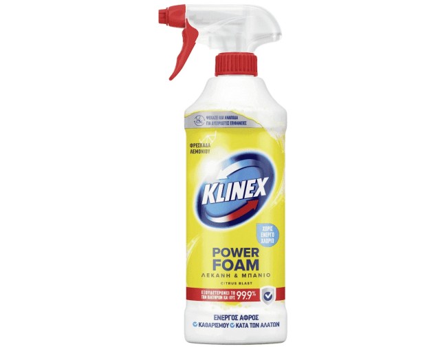 KLINEX POWER FOAM ΑΦΡΟΣ ΚΑΘΑΡΙΣΜΟΥ ΜΠΑΝΙΟΥ CITRUS 435ml