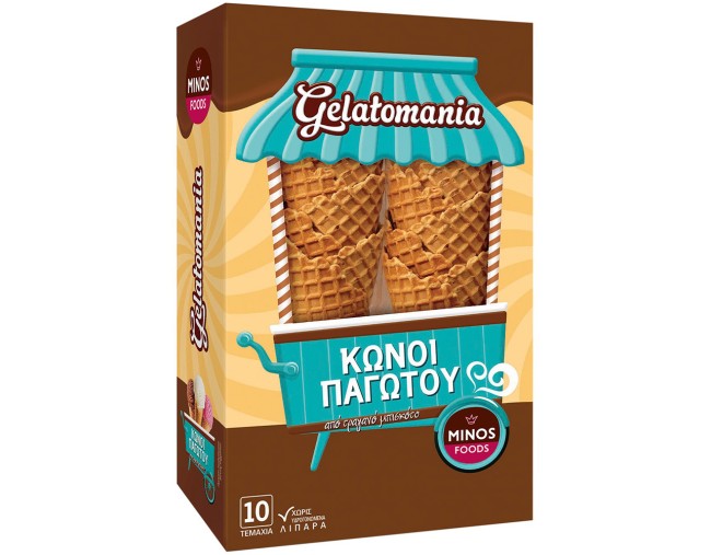 GELATOMANIA ΚΩΝΟΙ ΠΑΓΩΤΟΥ ΤΡΑΓΑΝΑ  ΜΠΙΣΚΟΤΑ 10τμχ 104gr