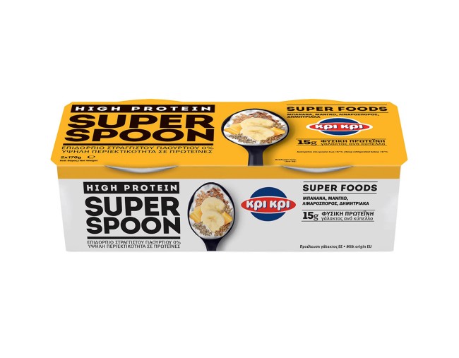 ΚΡΙ ΚΡΙ SUPER SPOON ΕΠΙΔΟΡΠΙΟ ΓΙΑΟΥΡΤΙΟΥ ΜΠΑΝΑΝΑ, ΜΑΝΓΚΟ, ΛΙΝΑΡΟΣΠΟΡΟΣ & ΔΗΜΗΤΡΙΑΚΑ 2x170gr