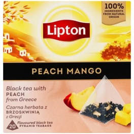 LIPTON BLACK TEA PEACH & MANGO 20 ΦΑΚΕΛΟΙ