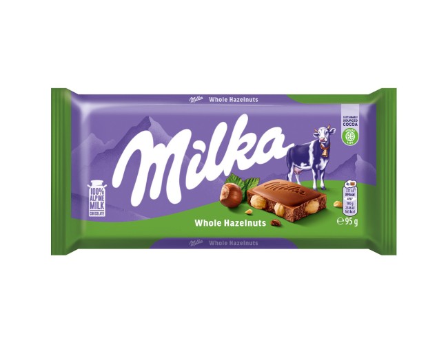 MILKA WHOLE HAZELNUTS ΣΟΚΟΛΑΤΑ ΓΑΛΑΚΤΟΣ 95gr
