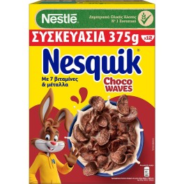 NESTLE NESQUIK ΔΗΜΗΤΡΙΑΚΑ ΟΛΙΚΗΣ ΑΛΕΣΗΣ CHOCO WAVES 375gr