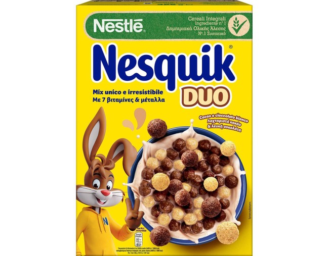 NESTLE NESQUIK ΔΗΜΗΤΡΙΑΚΑ ΟΛΙΚΗΣ ΑΛΕΣΗΣ ΣΟΚΟΛΑΤΑ DUO 325gr