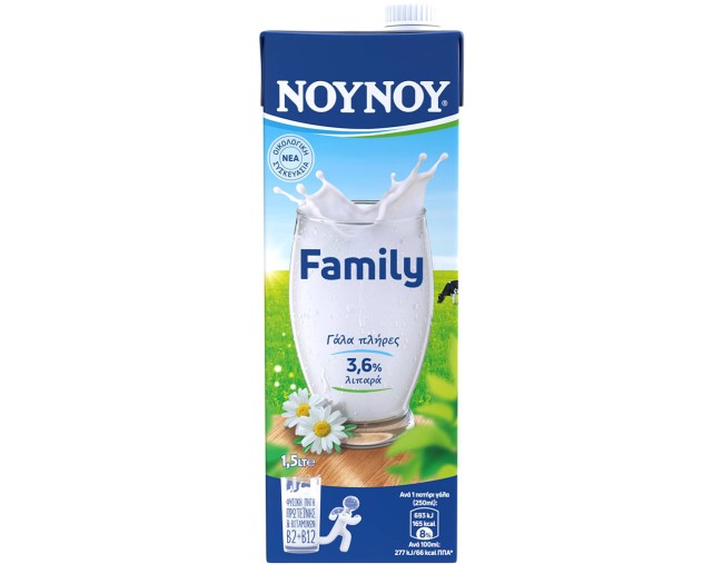 ΝΟΥΝΟΥ FAMILY ΓΑΛΑ 3,6% ΛΙΠΑΡΑ ΠΛΗΡΕΣ 1,5Lt