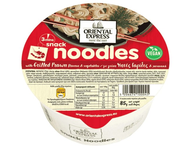 ORIENTAL EXPRESS NOODLES ΜΕ ΓΕΥΣΗ ΨΗΤΕΣ ΓΑΡΙΔΕΣ & ΛΑΧΑΝΙΚΑ 85gr