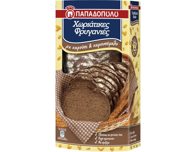 ΠΑΠΑΔΟΠΟΥΛΟΥ ΧΩΡΙΑΤΙΚΕΣ ΦΡΥΓΑΝΙΕΣ ΜΕ ΧΑΡΟΥΠΙ & ΧΑΡΟΥΠΟΜΕΛΟ 240gr