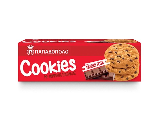 ΠΑΠΑΔΟΠΟΥΛΟΥ COOKIES ΜΕ ΚΟΜΜΑΤΙΑ ΣΟΚΟΛΑΤΑΣ 180gr