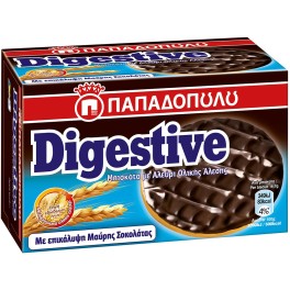 ΠΑΠΑΔΟΠΟΥΛΟΥ DIGESTIVE ΟΛΙΚΗΣ ΑΛΕΣΗΣ ΜΕ ΜΑΥΡΗ ΣΟΚΟΛΑΤΑ 200gr