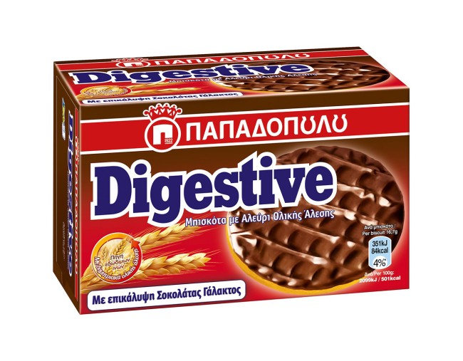 ΠΑΠΑΔΟΠΟΥΛΟΥ DIGESTIVE ΟΛΙΚΗΣ ΑΛΕΣΗΣ ΜΕ ΣΟΚΟΛΑΤΑ ΓΑΛΑΚΤΟΣ 200gr