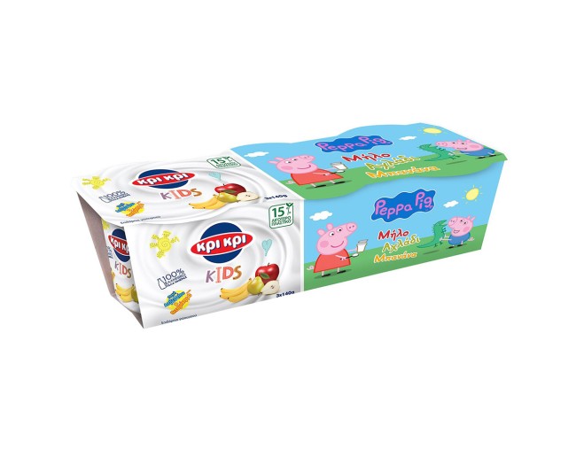 ΚΡΙ ΚΡΙ KIDS PEPPA ΕΠΙΔΟΡΠΙΟ ΓΙΟΥΡΤΙΟΥ ΜΗΛΟ ΑΧΛΑΔΙ ΜΠΑΝΑΝΑ 3x140gr ΒΡΕΦΙΚΕΣ - ΠΑΙΔΙΚΕΣ ΤΡΟΦΕΣ