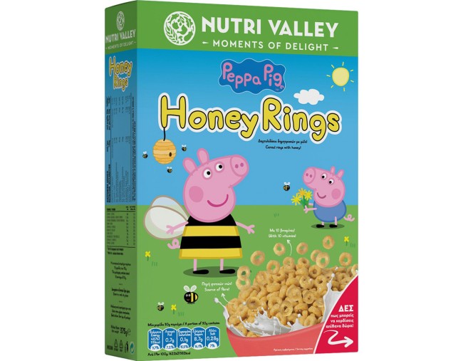 NUTRI VALLEY ΔΗΜΗΤΡΙΑΚΑ PEPPA PIG HONEY RINGS 375gr