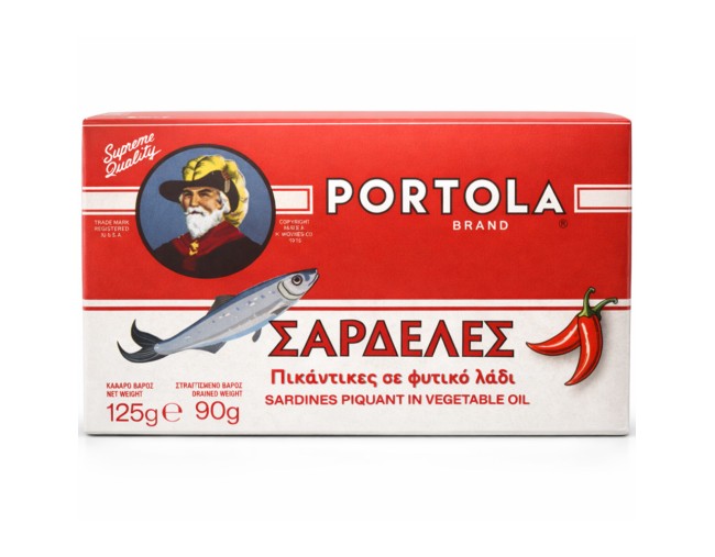 PORTOLA ΣΑΡΔΕΛΕΣ ΠΊΚΑΝΤΙΚΕΣ ΣΕ ΦΥΤΙΚΟ ΛΑΔΙ 125gr