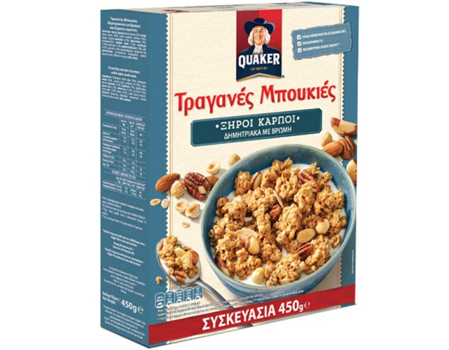 QUAKER ΤΡΑΓ ΜΠΟΥΚΙΕΣ ΞΗΡΟΙ ΚΑΡΠΟΙ & ΒΡΩΜΗ 450gr