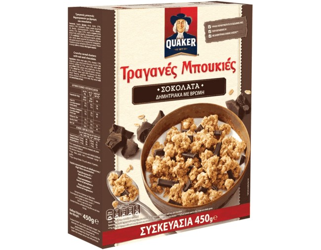 QUAKER ΤΡΑΓΑΝΕΣ ΜΠΟΥΚΙΕΣ ΜΕ ΣΟΚΟΛΑΤΑ 450gr