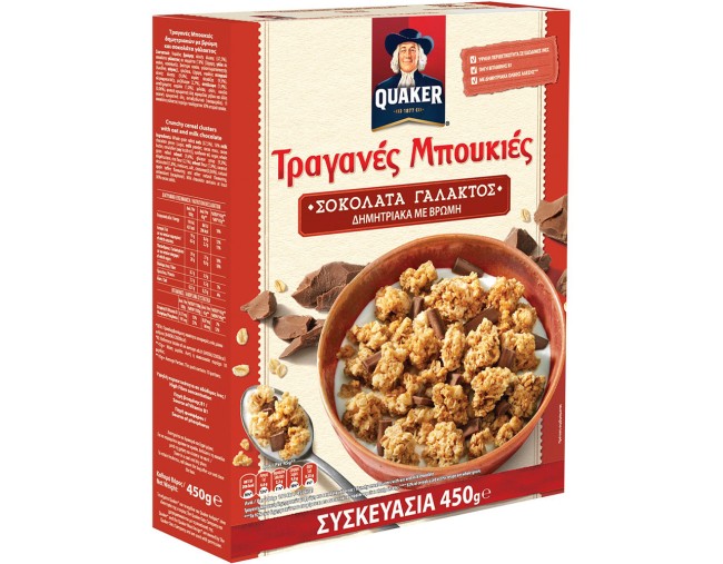 QUAKER ΤΡΑΓΑΝΕΣ ΜΠΟΥΚΙΕΣ ΜΕ ΣΟΚΟΛΑΤΑ ΓΑΛΑΚΤΟΣ 450gr