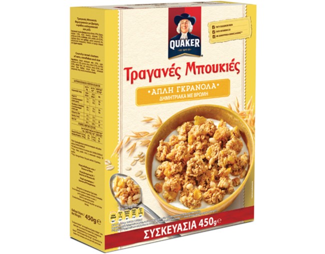 QUAKER ΤΡΑΓΑΝΕΣ ΜΠΟΥΚΙΕΣ ΑΠΛΗ ΓΚΡΑΝΟΛΑ 450gr