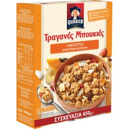 QUAKER ΤΡΑΓΑΝΕΣ ΜΠΟΥΚΙΕΣ ΔΗΜΗΤΡΙΑΚΩΝ ΜΕ ΒΡΩΜΗ & ΦΡΟΥΤΑ 450gr