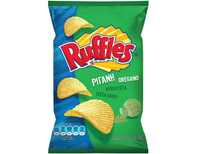 RUFFLES ΚΥΜΑΤΙΣΤΑ ΠΑΤΑΤΑΚΙΑ ΜΕ ΡΙΓΑΝΗ 100gr