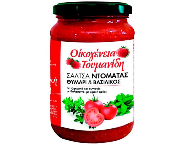 ΟΙΚΟΓΕΝΕΙΑ ΤΟΥΜΑΝΙΔΗ ΣΑΛΤΣΑ ΤΟΜΑΤΑΣ ΘΥΜΑΡΙ ΚΑΙ ΒΑΣΙΛΙΚΟΣ 340gr