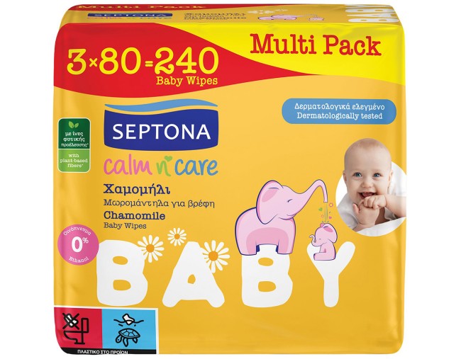 SEPTONA ΜΩΡΟΜΑΝΤΗΛΑ CALM N' CARE ΧΑΜΟΜΗΛΙ 3x80τμχ
