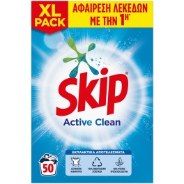 SKIP ACTIVE CLEAN ΣΚΟΝΗ ΠΛΥΝΤΗΡΙΟΥ ΡΟΥΧΩΝ 50 ΜΕΖΟΥΡΕΣ 3,25kg
